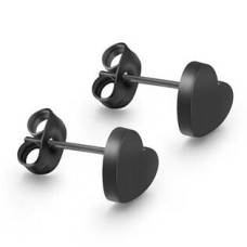 Černé ocelové náušnice - srdíčka