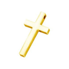 Zlacený ocelový přívěšek křížek 17 x 31 mm