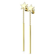Zlacené visací ocelové náušnice s hvězdou