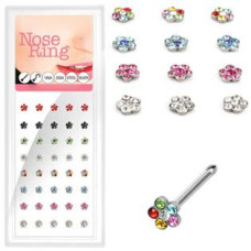 Sada 40ti piercingů do nosu, 4mm kytička