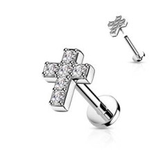 Labreta / cartilage piercing - křížek