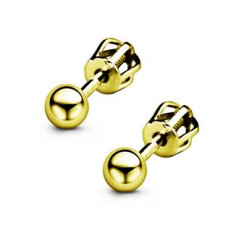 Zlacené stříbrné šroubovací náušnice kuličky 3mm