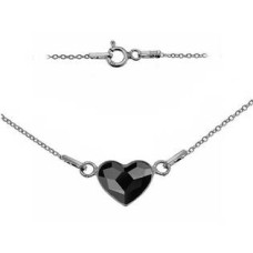Stříbrný náhrdelník se srdcem Crystals from Swarovski® JET BLACK