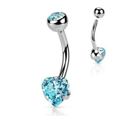 Ocelový piercing do pupíku srdce