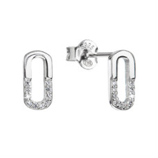 Stříbrné náušnice oválky se zirkony