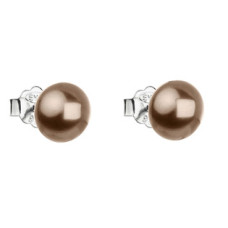 Stříbrné náušnice s perličkami Crystals from Swarovski®, BROWN