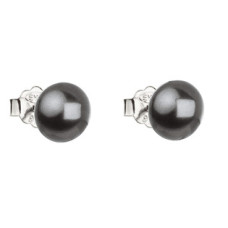 Stříbrné náušnice s perličkami Crystals from Swarovski® GREY