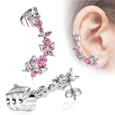 Náušnice s klipem - růžové zirkony