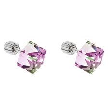 Stříbrné náušnice kostky Crystals from Swarovski® Vitrail Light