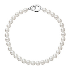 Perlový náramek bílý se stříbrnou sponou