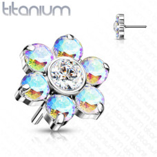 Kytička k PUSH IN piercing do nosu TITAN, čiré zirkony