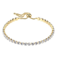 Zlacený štrasový tenisový ocelový náramek