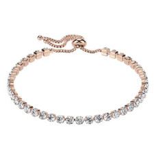 Zlacený štrasový tenisový ocelový náramek