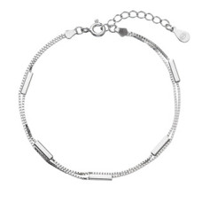 Stříbrný náramek dvojitý řetízek s obdelníčky