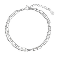 Stříbrný náramek dvojitý řetízek kuličky a oválky