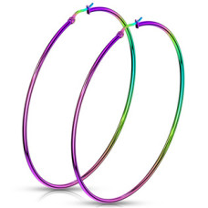 Duhové ocelové náušnice - kruhy 80 mm