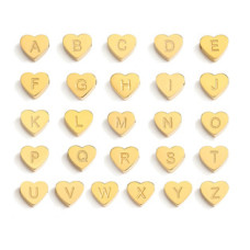 Ocelový korálek srdce - písmeno N