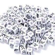 Plastový korálek kostka - znamení horoskopu