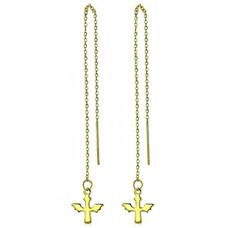 Provlékací ocelové náušnice s andílky