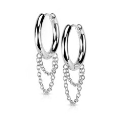 Ocelové náušnice se řetízky