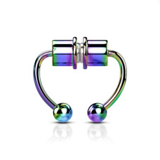 Duhový falešný septum piercing do nosu