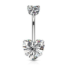 Ocelový piercing do pupíku srdíčko