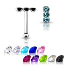 Stříbrný piercing do nosu, tmavě modré zirkony