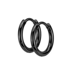 Černé ocelové náušnice kroužky 12mm