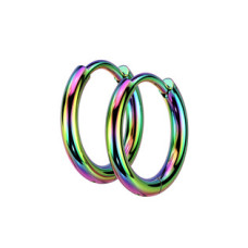 Duhové ocelové náušnice kroužky 12mm
