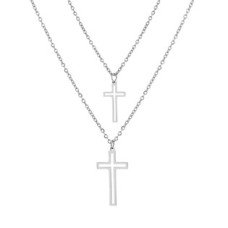 Dvojitý ocelový náhrdelník s křížky