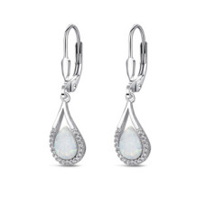 Stříbrné visací náušnice s opálem