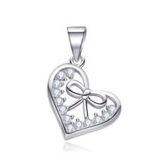 Stříbrný přívěšek srdce s mašličkou