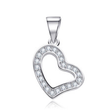 Stříbrný přívěšek srdíčko se zirkony