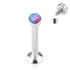 Piercing do brady - labreta 1,2 x 6 mm, fialový opál