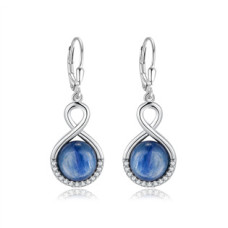 Stříbrné visací náušnice s kyanitem