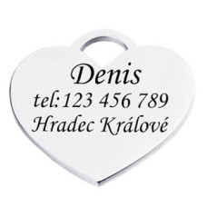 Ocelová psí známka srdíčko