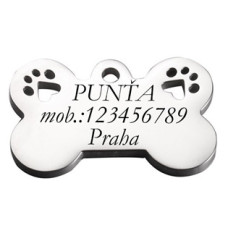 Ocelová psí známka - kost