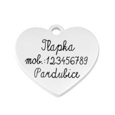 Ocelová psí/kočičí známka srdíčko