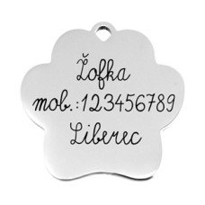 Ocelová psí známka - tlapka