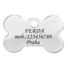 Ocelová psí známka - kost