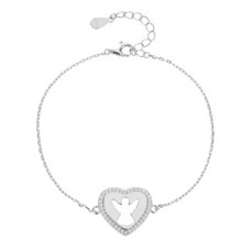 Stříbrný náramek srdce s andílkem