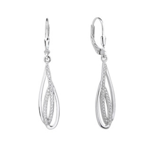 Stříbrné visací náušnice se zirkony Stříbrné visací náušnice se zirkony