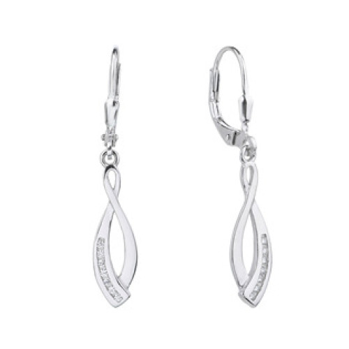 Stříbrné visací náušnice se zirkony Stříbrné visací náušnice se zirkony