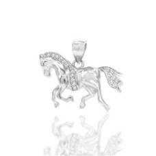 Stříbrný přívěsek - kůň se zirkony