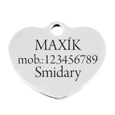 Ocelová psí/kočičí známka srdce