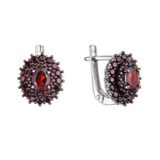 Stříbrné náušnice s pravými kameny granát
