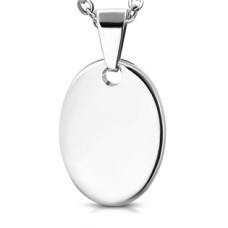 Ocelový přívěšek - mini oválná destička 12 x 16 mm