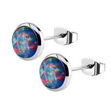 Ocelové náušnice s opálem 8 mm