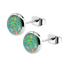 Ocelové náušnice s opálem 8 mm