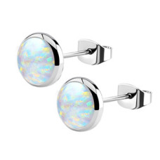 Ocelové náušnice s opálem 8 mm